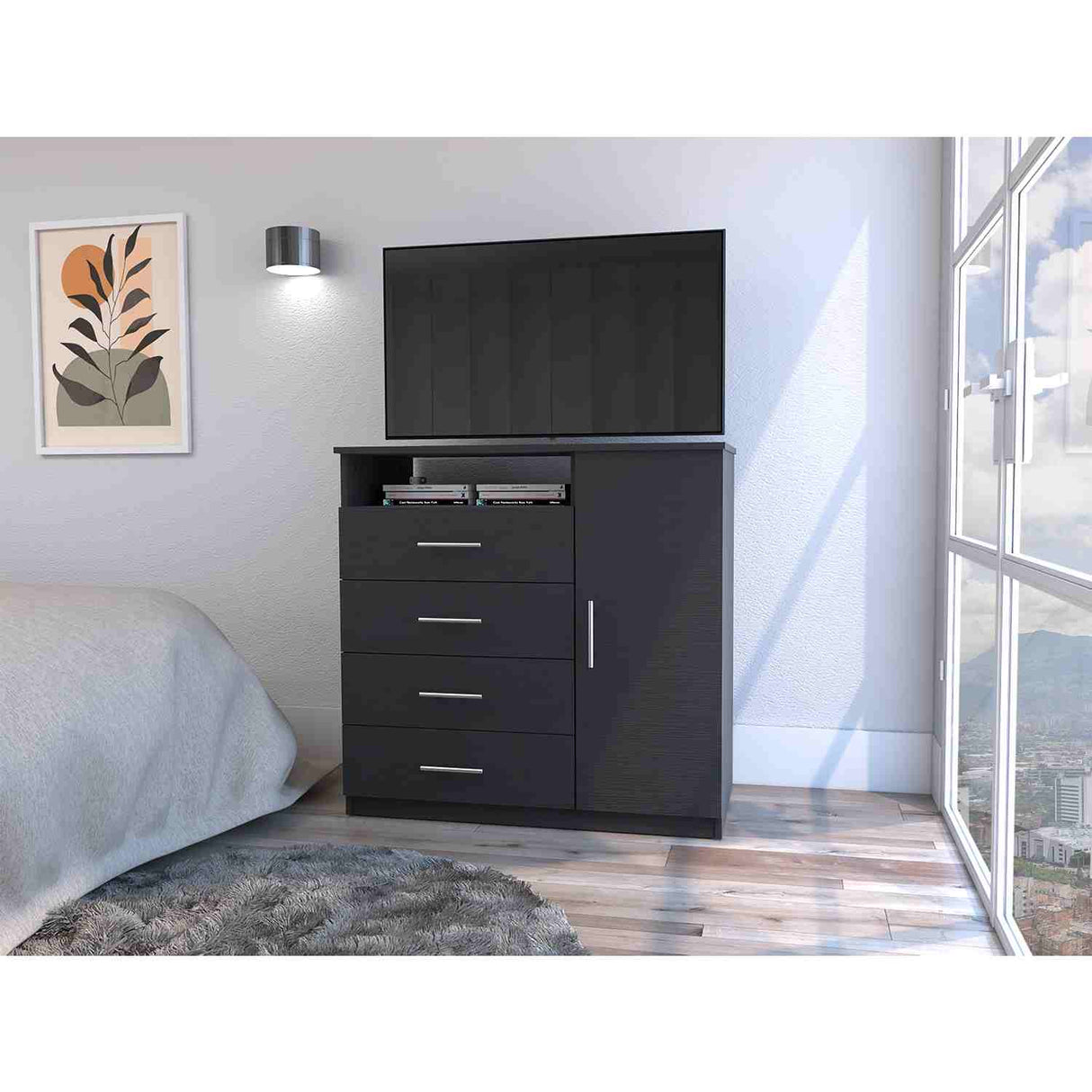 Cómoda Wengue 91x89cm De Cuatro Hileras con Cuatro Cajones - Cajoneras y Comodas | Bylmo