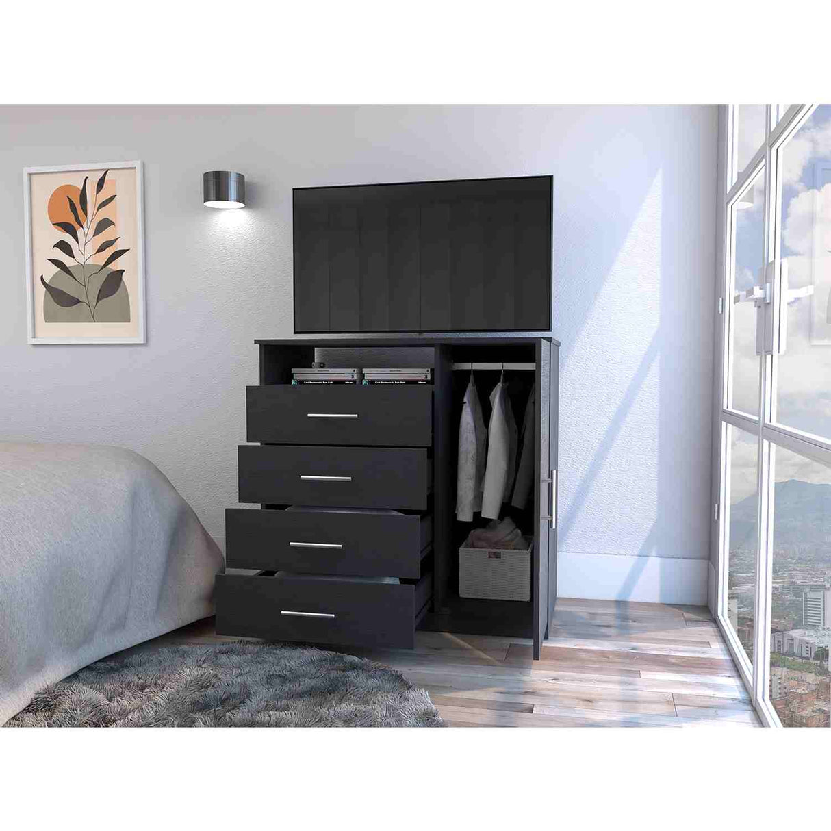 Cómoda Wengue 91x89cm De Cuatro Hileras con Cuatro Cajones - Cajoneras y Comodas | Bylmo