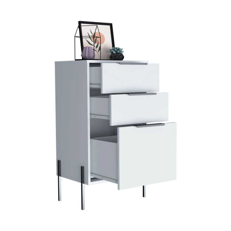 Cómoda Fremont Blanco 47 cm con Tres Cajones - Cajoneras | Bylmo