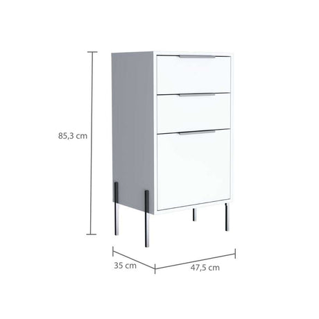 Cómoda Fremont Blanco 47 cm con Tres Cajones - Cajoneras | Bylmo