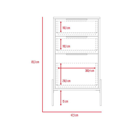 Cómoda Fremont Blanco 47 cm con Tres Cajones - Cajoneras | Bylmo