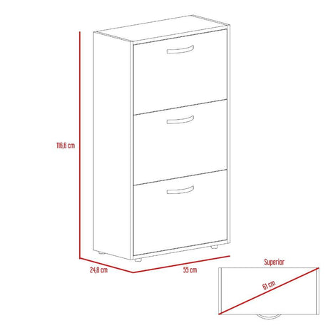 Zapatero Campora Coñac 55 cm Con Tres Puertas - Closets | Bylmo