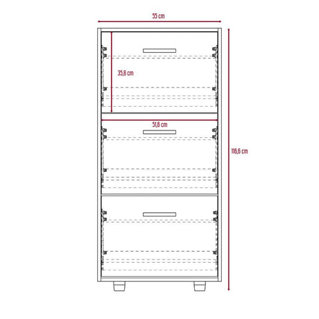 Zapatero Campora Coñac 55 cm Con Tres Puertas - Closets | Bylmo
