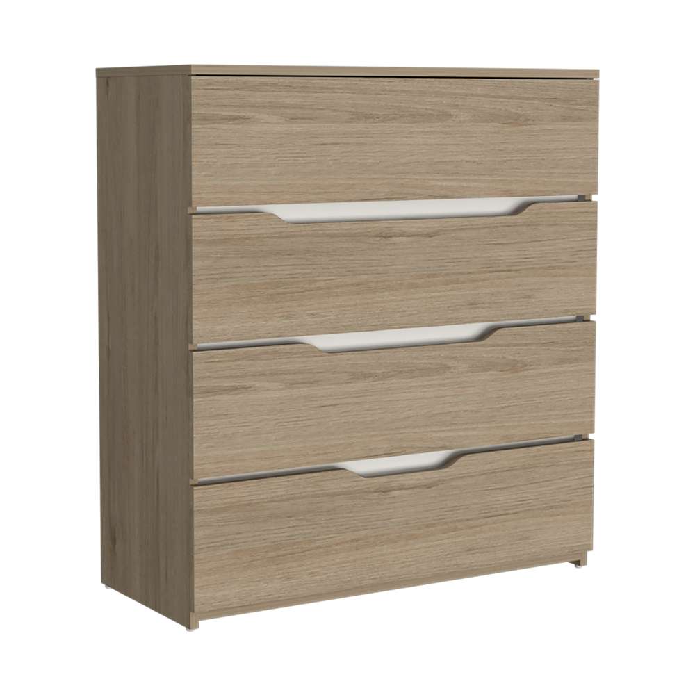 Cómoda Zoe Rovere y Blanco 80x89cm De Cuatro Hileras con Cuatro Cajones - Cajoneras | Bylmo