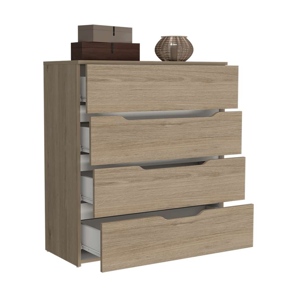 Cómoda Zoe Rovere y Blanco 80x89cm De Cuatro Hileras con Cuatro Cajones - Cajoneras | Bylmo