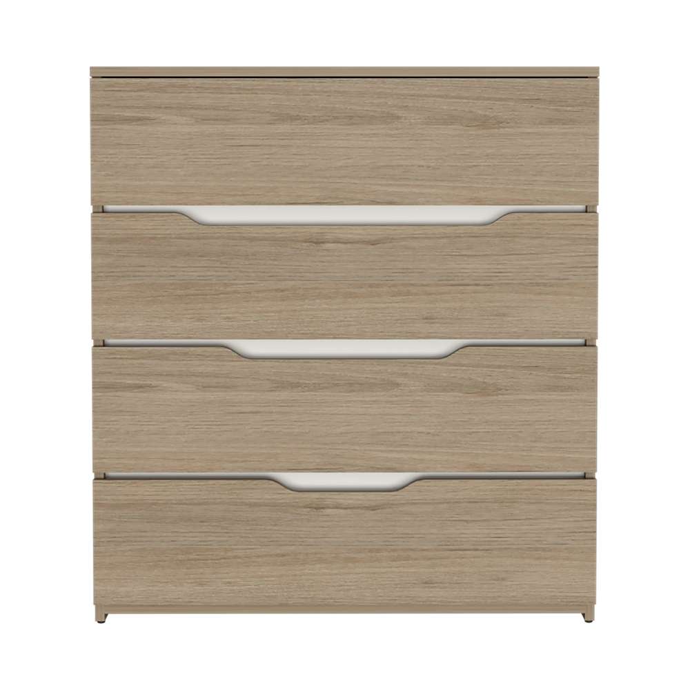 Cómoda Zoe Rovere y Blanco 80x89cm De Cuatro Hileras con Cuatro Cajones - Cajoneras | Bylmo
