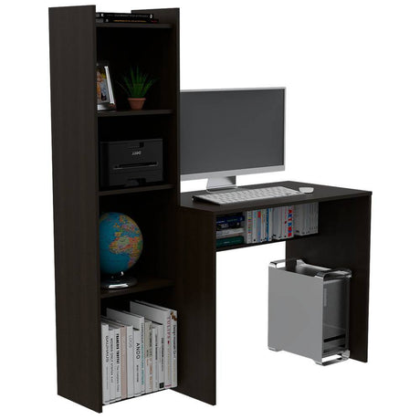 Escritorio Napoli Wengue 127.1x150.05cm sin Cajones y con Organizador de Libros - Escritorios y Archivadores | Bylmo