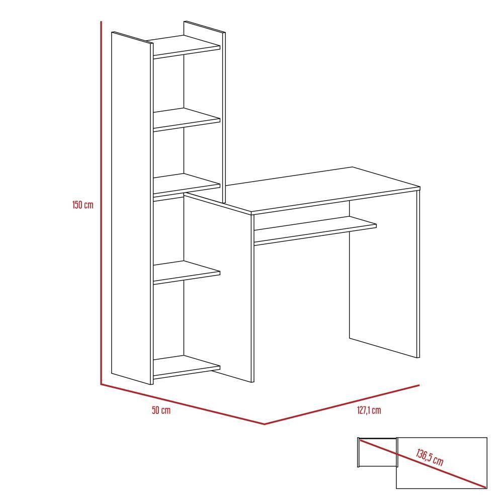 Escritorio Napoli Wengue 127.1x150.05cm sin Cajones y con Organizador de Libros - Escritorios y Archivadores | Bylmo