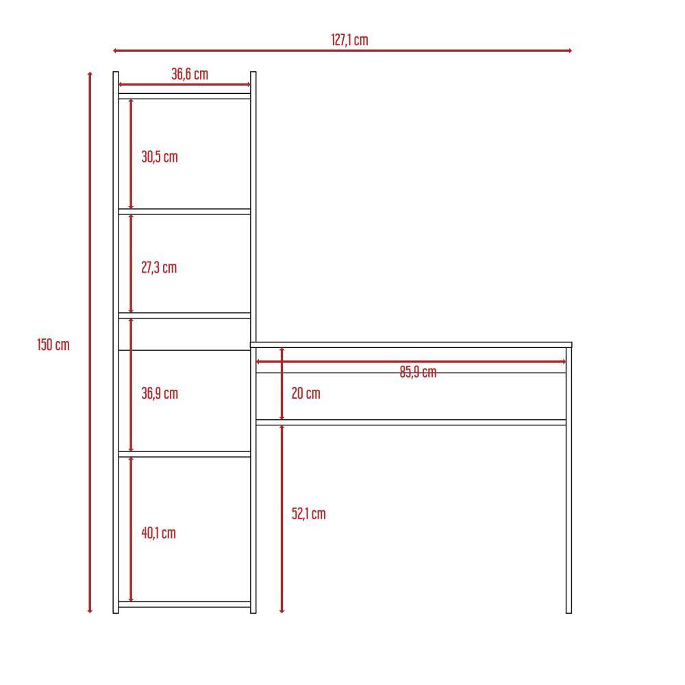 Escritorio Napoli Wengue 127.1x150.05cm sin Cajones y con Organizador de Libros - Escritorios y Archivadores | Bylmo