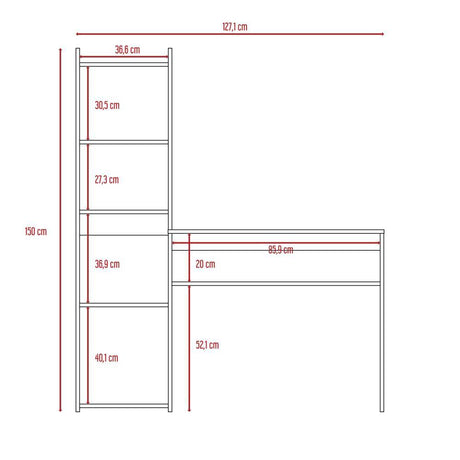 Escritorio Napoli Wengue 127.1x150.05cm sin Cajones y con Organizador de Libros - Escritorios y Archivadores | Bylmo