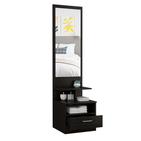 Cómoda Fiorenza Wengue 45 cm con Espejo y Un Cajón - Cajoneras | Bylmo