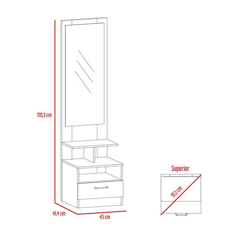 Cómoda Fiorenza Wengue 45 cm con Espejo y Un Cajón - Cajoneras | Bylmo