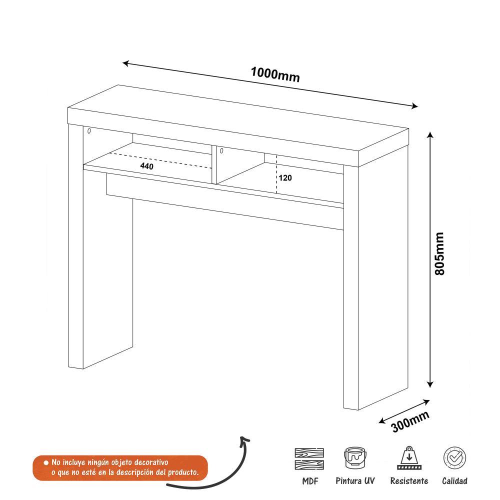 Arrimo Dunas Canela 100 cm con Entrepaño - Mesas | Bylmo