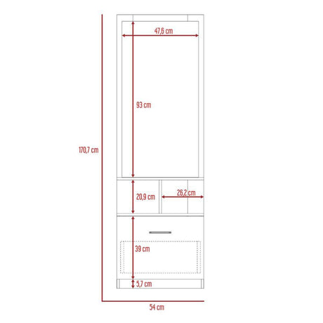 Cómoda San Martin Rovere 54 cm con Espejo y Un Cajón - Mesas de Noche | Bylmo