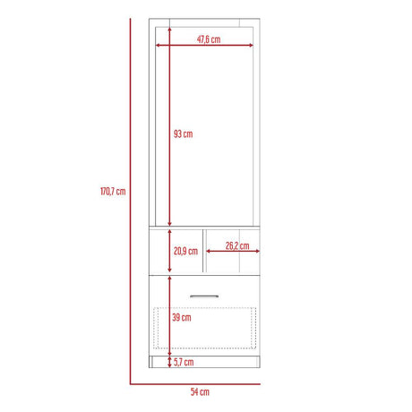 Cómoda San Martin Rovere 54 cm con Espejo y Un Cajón - Mesas de Noche | Bylmo