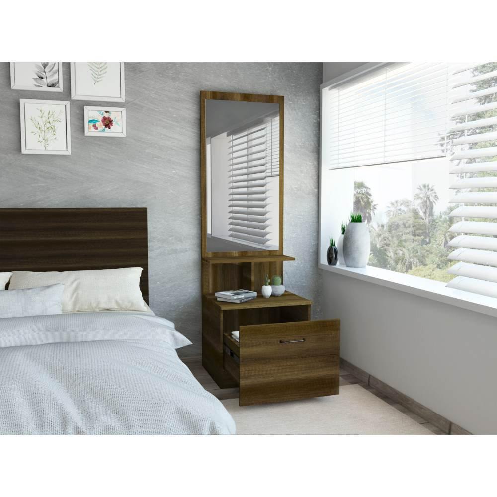 Cómoda San Martin Rovere 54 cm con Espejo y Un Cajón - Mesas de Noche | Bylmo