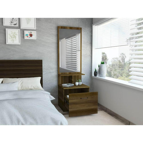 Cómoda San Martin Rovere 54 cm con Espejo y Un Cajón - Mesas de Noche | Bylmo