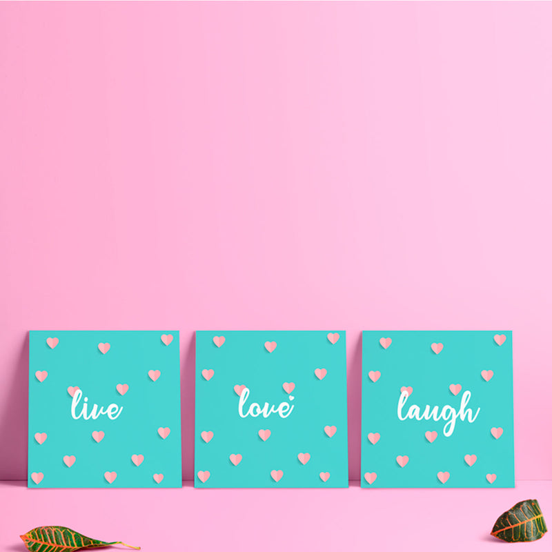 Cuadro Live Love Laugh Azul 30 cm x 30 cm
