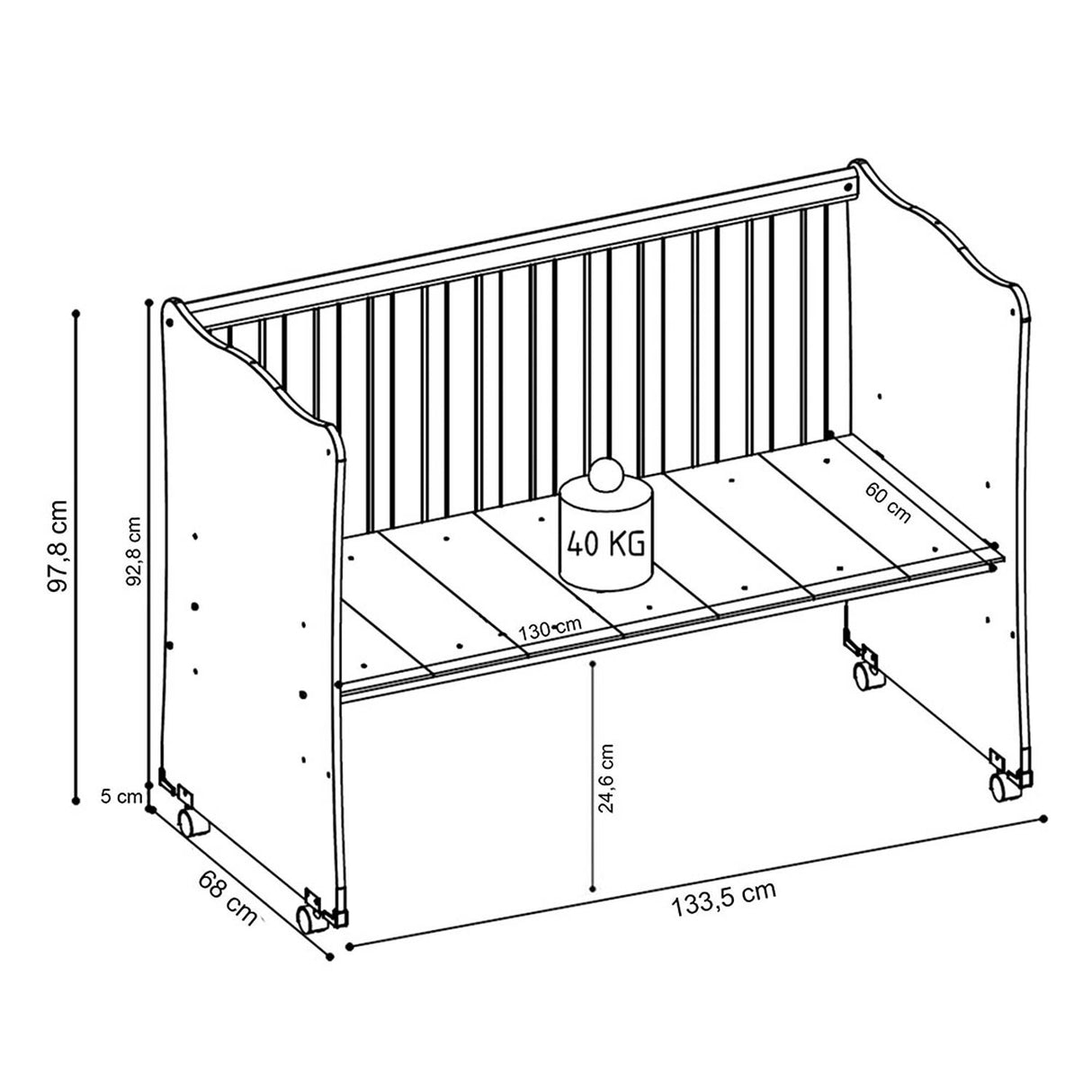 Cuna Rosario Miel y Blanco 134x97.8cm para Colchón Infantil 60 X 130 Cm con Cabecero - Camas y Cabeceros | Bylmo