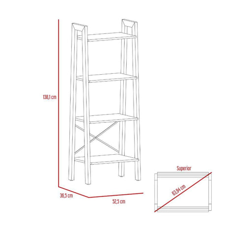 Biblioteca escalera Ferrato Duna 138.1x52.5cm con Cuatro Compartimientos - Bibliotecas | Bylmo