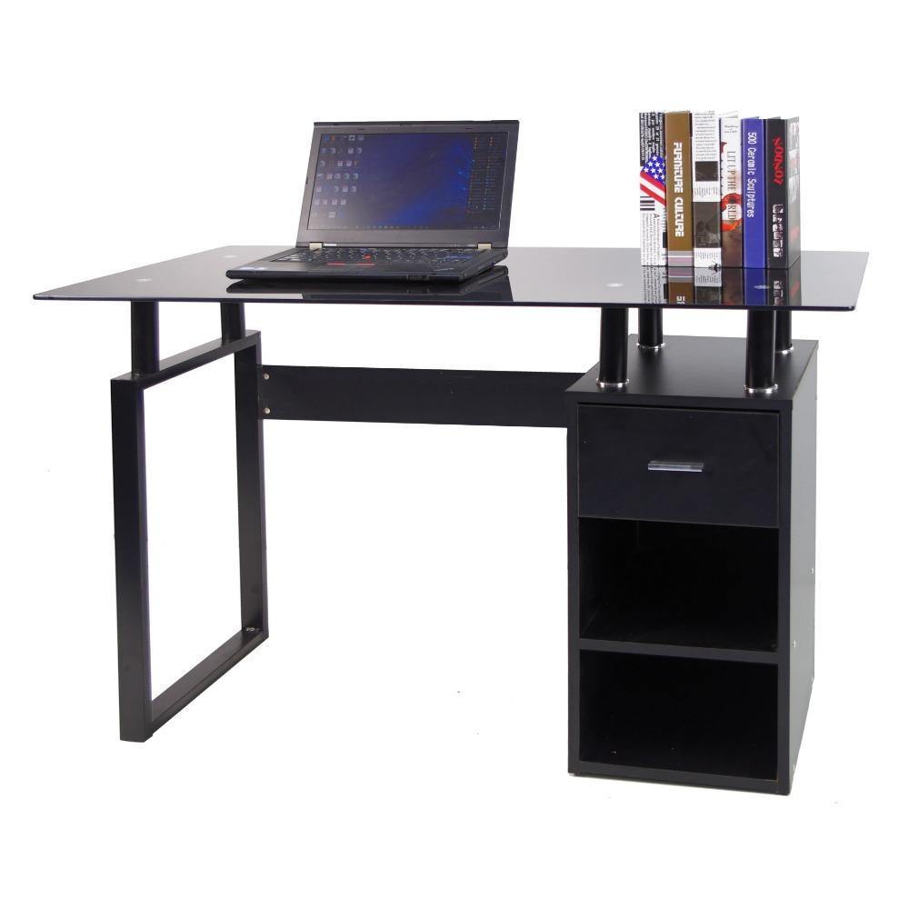 Escritorio Millau Negro 110 cm con Cajón y Entrepaños - Escritorios y Archivadores | Bylmo