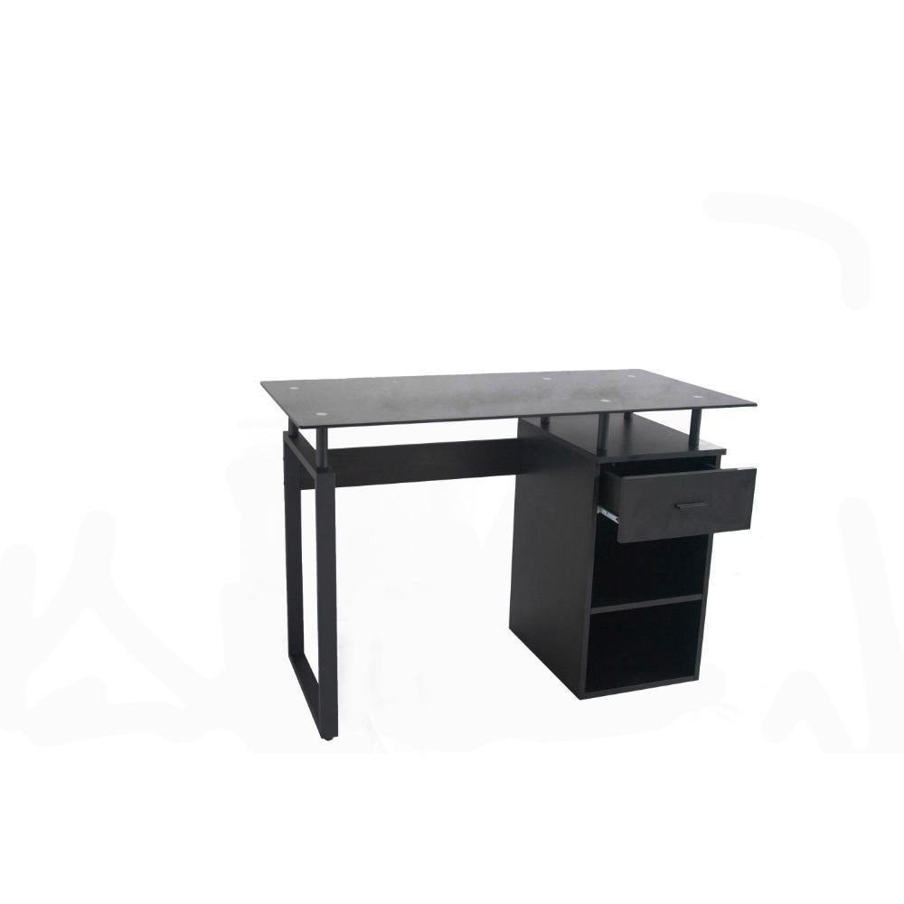 Escritorio Millau Negro 110 cm con Cajón y Entrepaños - Escritorios y Archivadores | Bylmo