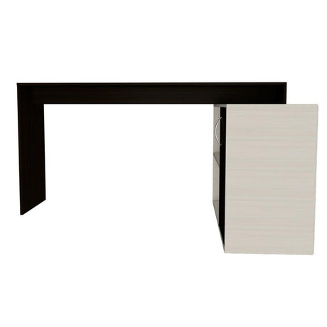 Escritorio en L Axis Wengue y Marfil 151.5x76.6cm sin Cajones y con Organizador de Libros - Escritorios y Archivadores | Bylmo