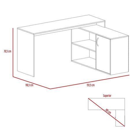 Escritorio en L Axis Wengue y Marfil 151.5x76.6cm sin Cajones y con Organizador de Libros - Escritorios y Archivadores | Bylmo