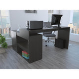 Escritorio en L Axis Wengue 151.5x76.5cm sin Cajones y con Organizador de Libros - Escritorios y Archivadores | Bylmo