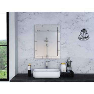 Espejo de Baño Turin Plateado 53x71cm Rectangular con Biselado - Espejos de Baño | Bylmo