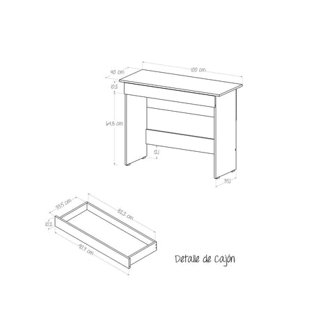 Escritorio Cien 76 Caramelo 100x76.9cm Con Un Cajón - Escritorios | Bylmo