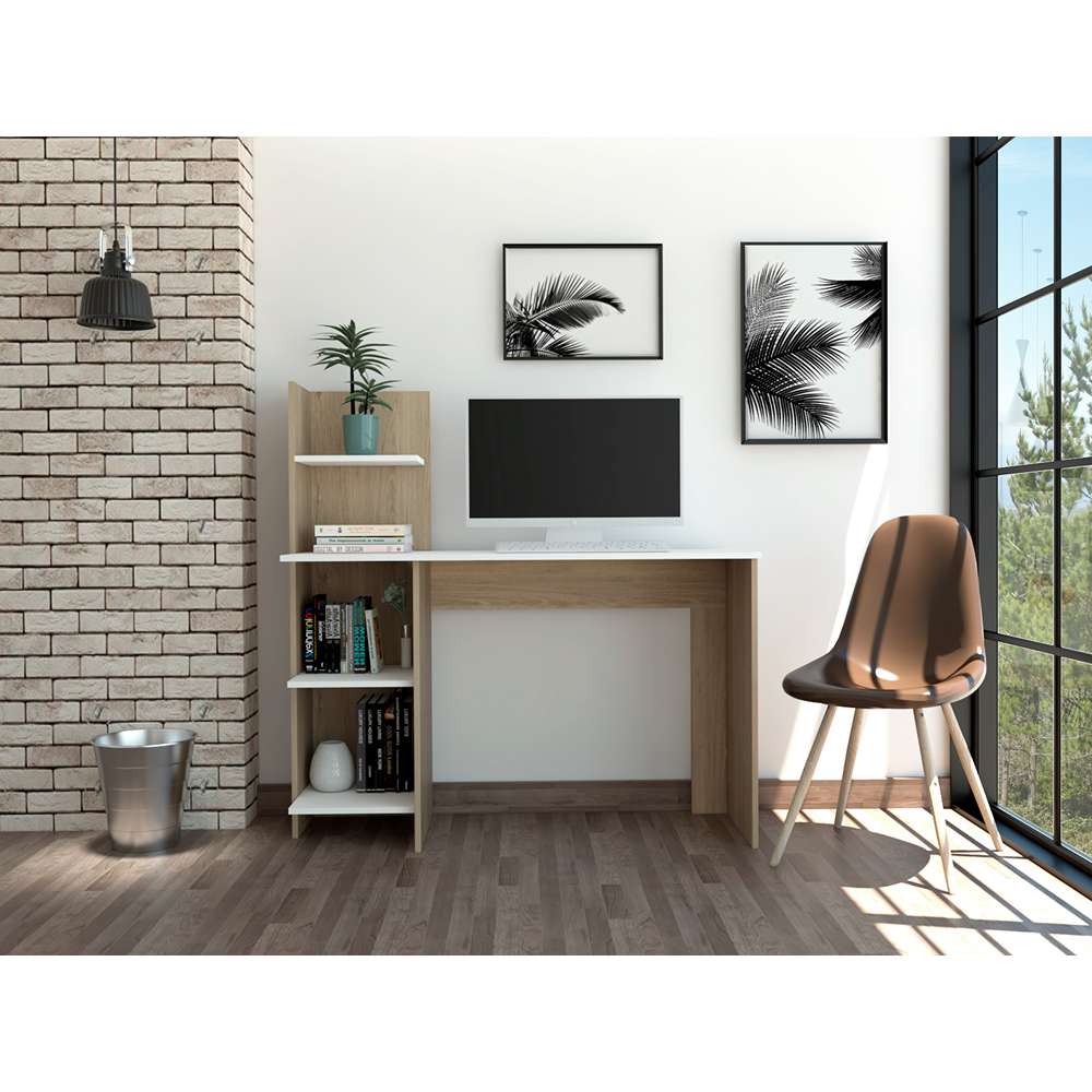 Escritorio Vilna Blanco 120 cm con Biblioteca - Escritorios y Archivadores | Bylmo