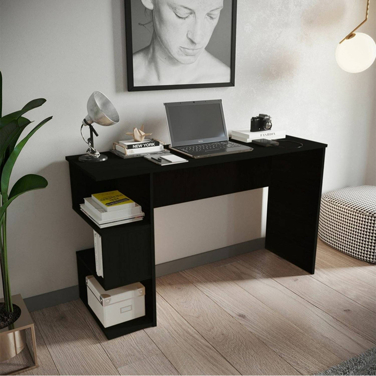 Escritorio Buriti Wengue 120.9x73cm sin Cajones y con Organizador de Libros - Escritorios | Bylmo