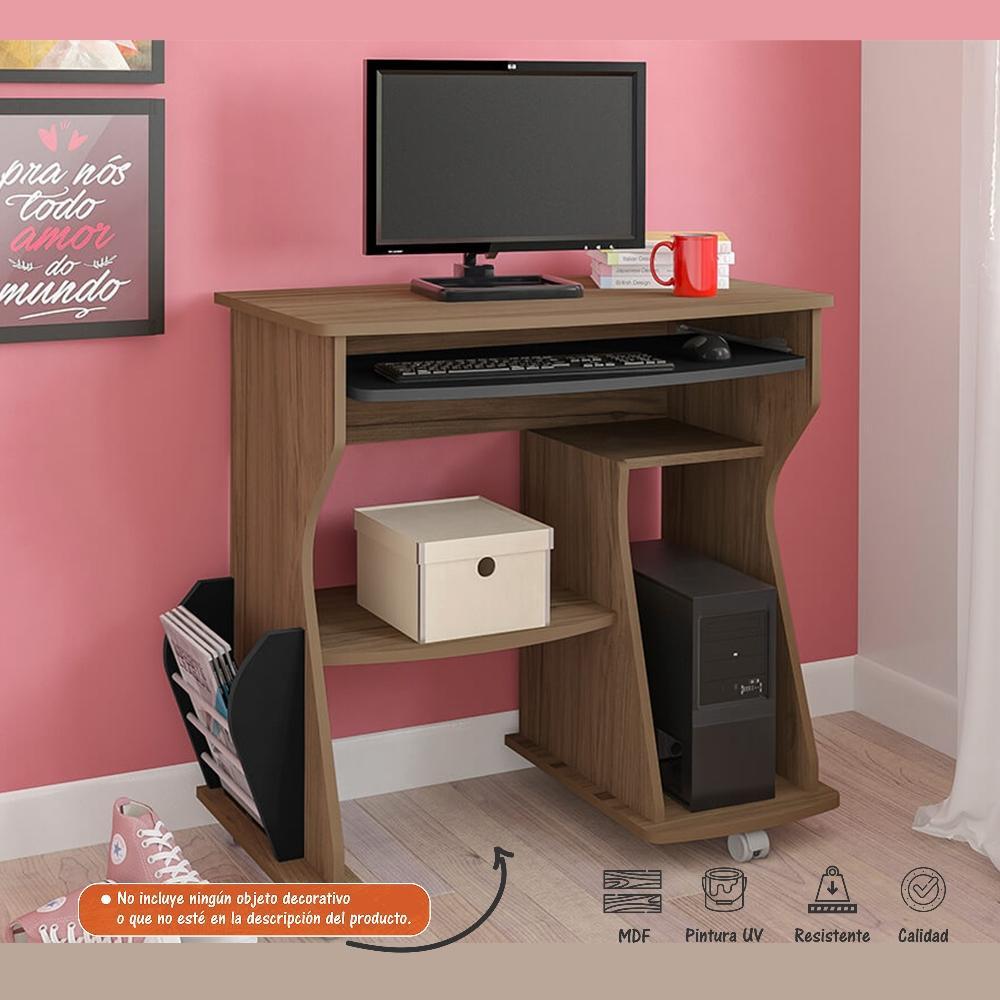 Escritorio Adelaide Almendra 88 cm con Revistero y Entrepaños - Escritorios y Archivadores | Bylmo