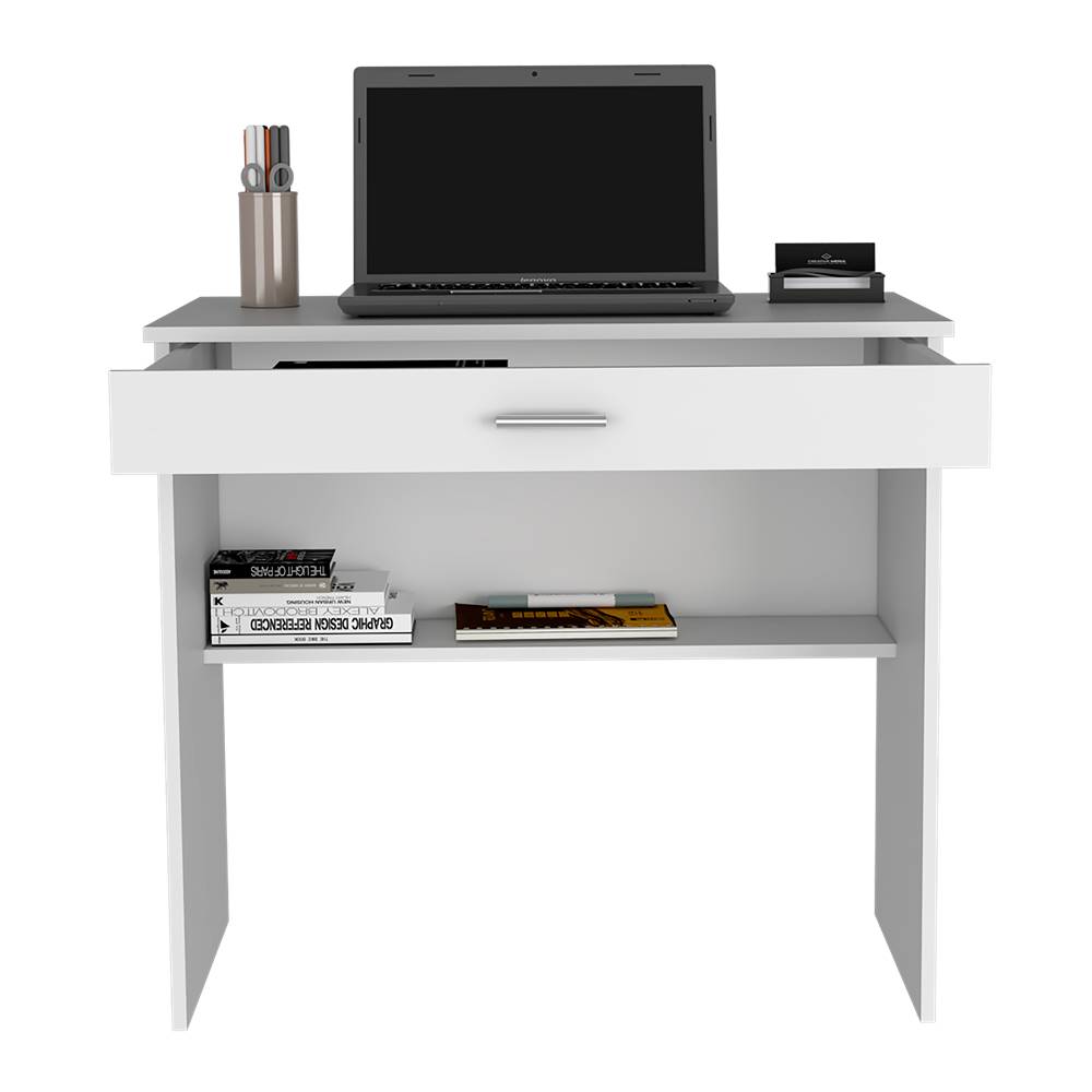 Escritorio 80 Blanco 80 cm con Cajón y Entrepaño - Escritorios y Archivadores | Bylmo