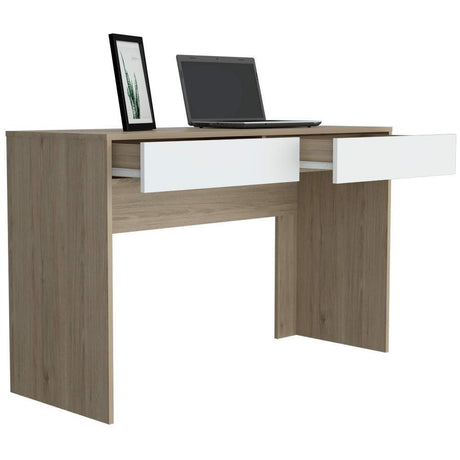 Escritorio Acre Rovere y Blanco 120.2x75cm Con Dos Cajones - Escritorios y Archivadores | Bylmo