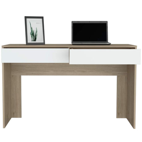Escritorio Acre Rovere y Blanco 120.2x75cm Con Dos Cajones - Escritorios y Archivadores | Bylmo