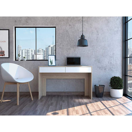 Escritorio Acre Rovere y Blanco 120.2x75cm Con Dos Cajones - Escritorios y Archivadores | Bylmo