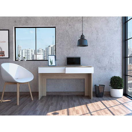 Escritorio Acre Rovere y Blanco 120.2x75cm Con Dos Cajones - Escritorios y Archivadores | Bylmo