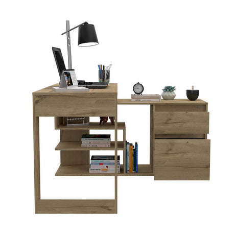 Escritorio en L Alteza Duna 121.5x73.5cm Con Un Cajón y con Organizador de Libros - Escritorios y Archivadores | Bylmo