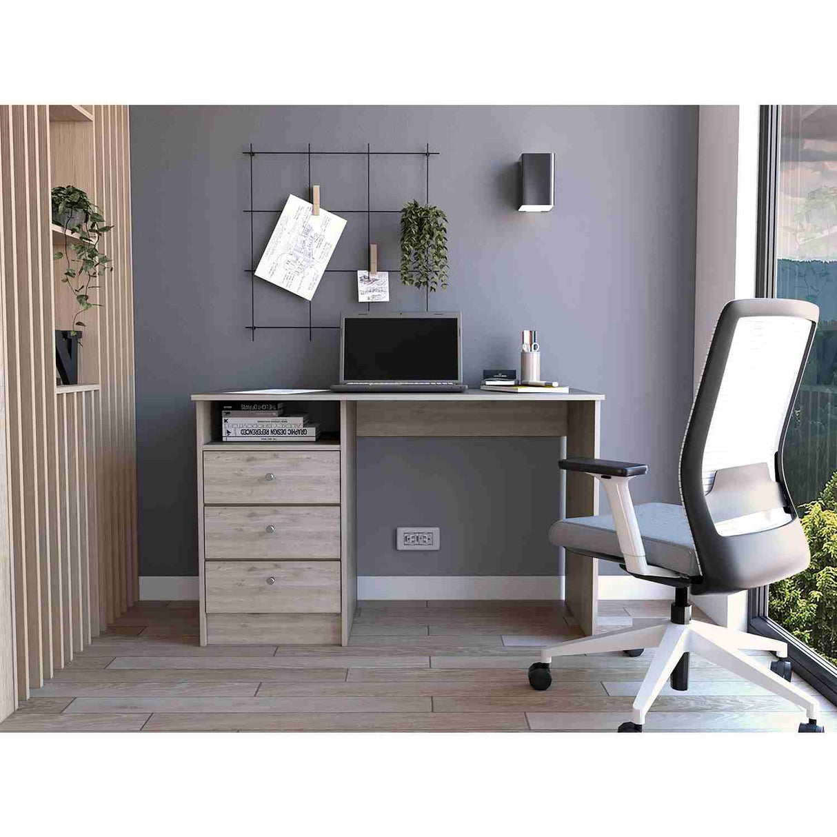 Escritorio Andalucia Ceniza 75 cm con Tres Cajones y Entrepaños - Escritorios | Bylmo