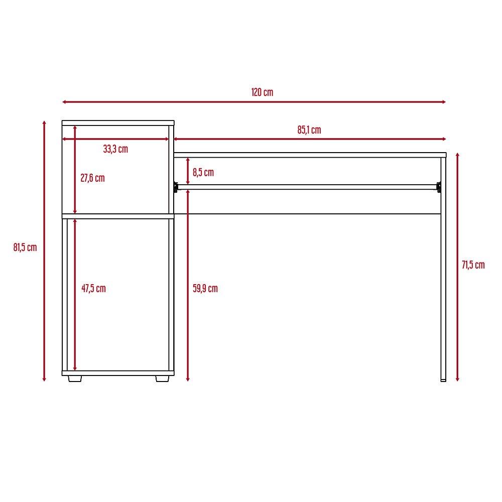 Escritorio Atlanter Rovere y Blanco 120x81.5cm sin Cajones y con Organizador de Libros - Escritorios y Archivadores | Bylmo