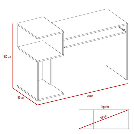 Escritorio Atlanter Rovere y Blanco 120x81.5cm sin Cajones y con Organizador de Libros - Escritorios y Archivadores | Bylmo