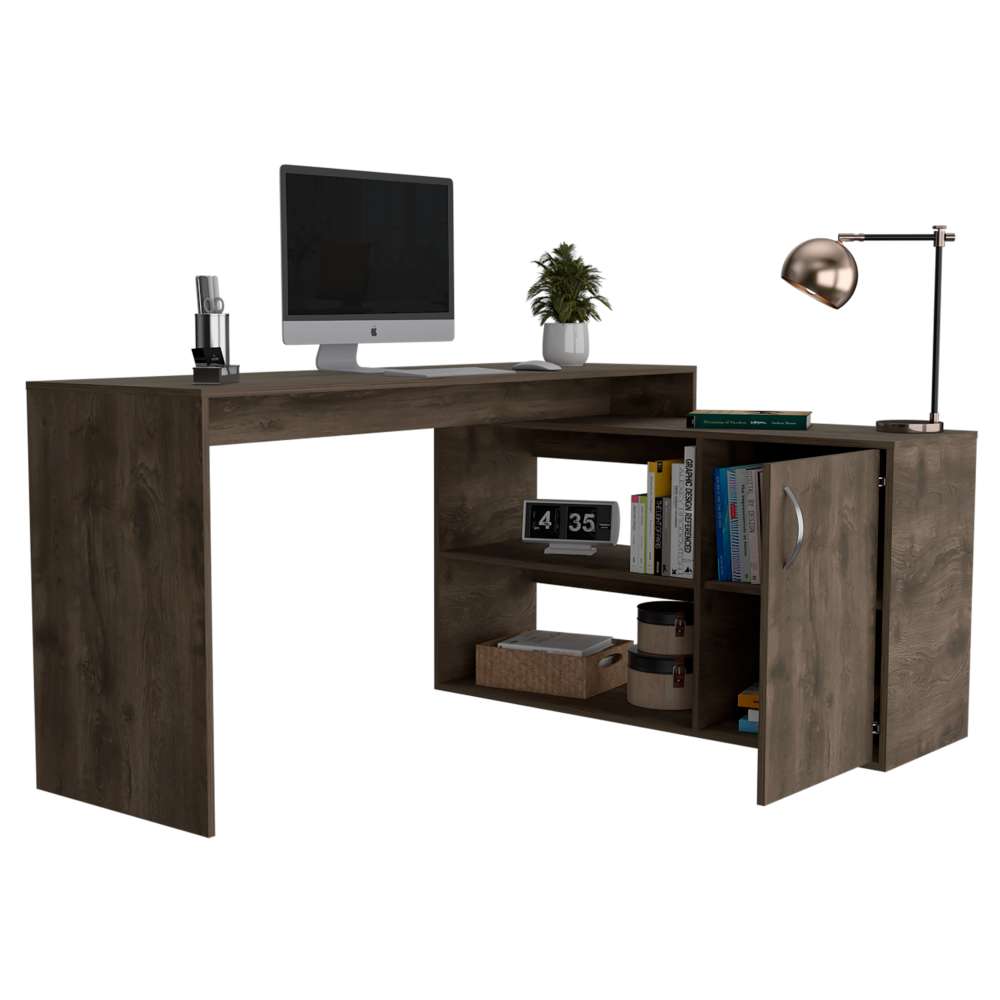 Escritorio en L Axis Bellota 151 cm con Puerta y Entrepaños - Escritorios y Archivadores | Bylmo