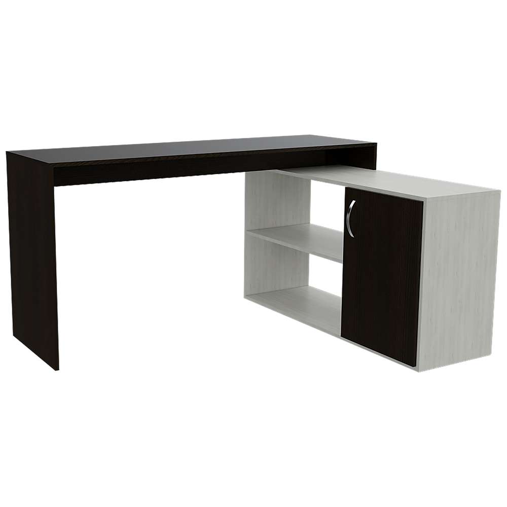 Escritorio en L Axis Wengue y Artiko 151.5x76.5cm sin Cajones y con Organizador de Libros - Escritorios y Archivadores | Bylmo