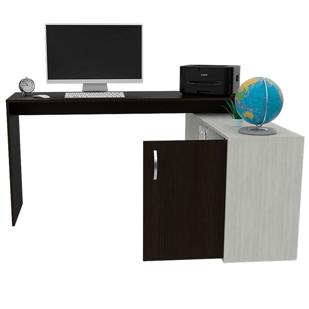 Escritorio en L Axis Wengue y Artiko 151.5x76.5cm sin Cajones y con Organizador de Libros - Escritorios y Archivadores | Bylmo