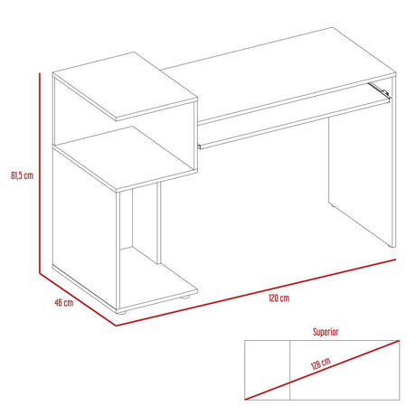 Escritorio Balmoral Wengue 120 cm con Entrepaños - Escritorios y Archivadores | Bylmo