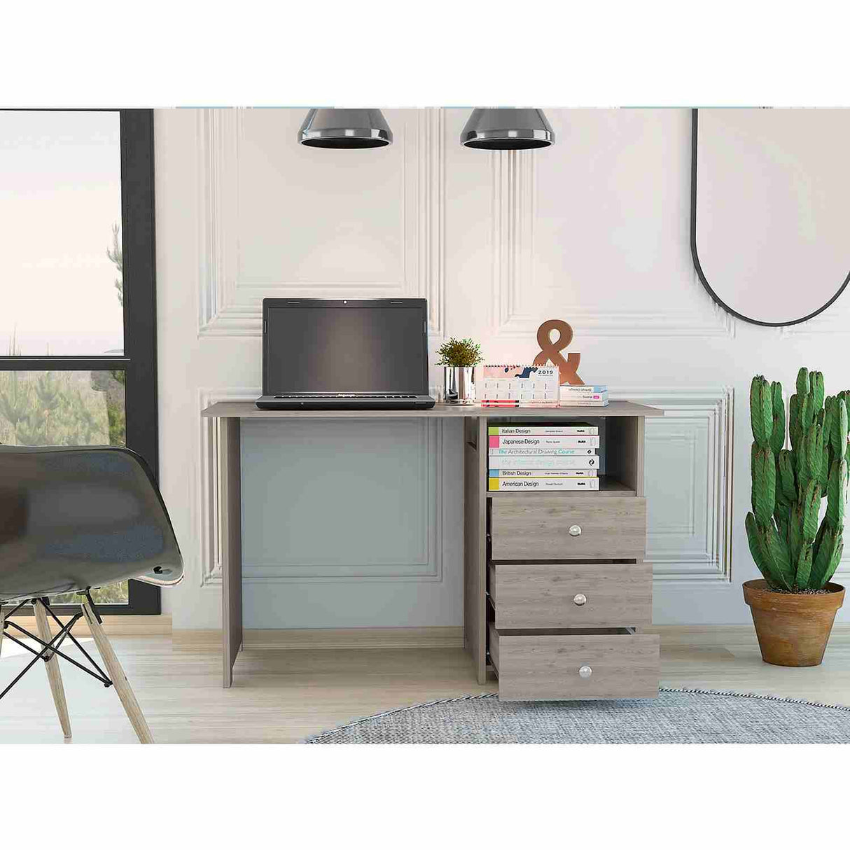 Escritorio Bianco Ceniza 120x75cm Con Tres Cajones - Escritorios | Bylmo