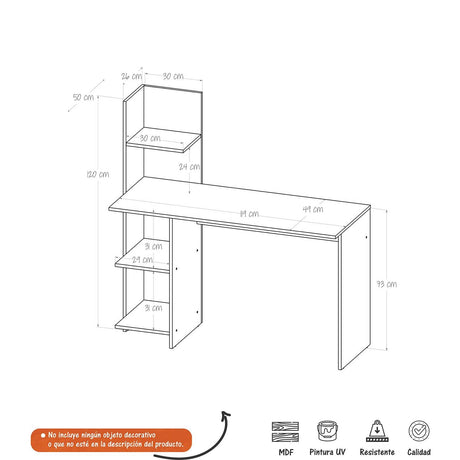 Escritorio Gael Duna 120x120cm sin Cajones y con Organizador de Libros - Escritorios | Bylmo