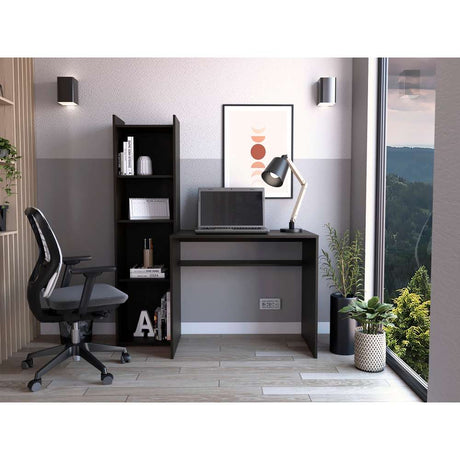 Escritorio Napoli Wengue 127 cm con Biblioteca - Escritorios y Archivadores | Bylmo